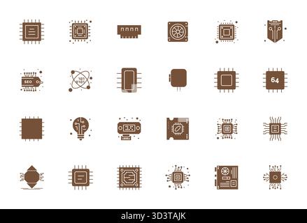 Future-ready pack of 24 vector icons themed around Circuit Board, showcasing Filled design with 64x64 Detail Enhanced clarity for innovative user inte Stock Vector