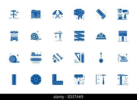 Precision-engineered 24 Filled vector icons for Construction Tools, designed at High Resolution Display Perfect resolution for exceptional clarity and Stock Vector