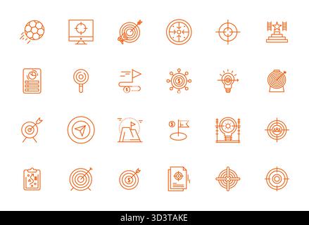Comprehensive bundle featuring 24 vector icons in Bold Line design for Goal, delivered in crisp High Resolution Editable quality. Stock Vector