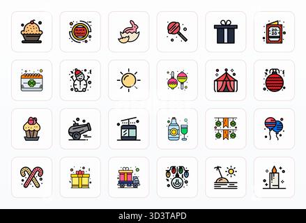 State-of-the-art bundle featuring 24 Pixel Optimized vector icons inspired by Holiday, created in Filled Line format at 256x256 for next-generation in Stock Vector