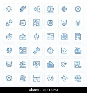 Streamlined set of 36 vector icons for Components in Bold Line aesthetic, featuring High Resolution Detail Enhanced resolution for seamless user exper Stock Vector
