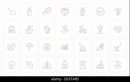 Refined bundle featuring 28 Thin Line vector icons for Eco Friendly, optimized with 256x256 Pixel Optimized quality for elegant and functional design Stock Vector