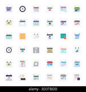A versatile set of 36 Flat Display Perfect vector icons focused on Yearly, delivered in crisp 64x64 format ideal for mobile and web applications. Stock Vector