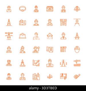 Distinctive pack of 36 Display Perfect vector icons inspired by Engineer, crafted in Bold Line format at Retina Ready for memorable brand experiences. Stock Vector