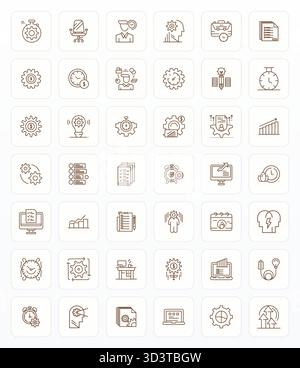 Exceptional collection of 42 Bold Line vector icons for Productivity, delivered in 128x128 Pixel Aligned resolution for unparalleled visual excellence Stock Vector