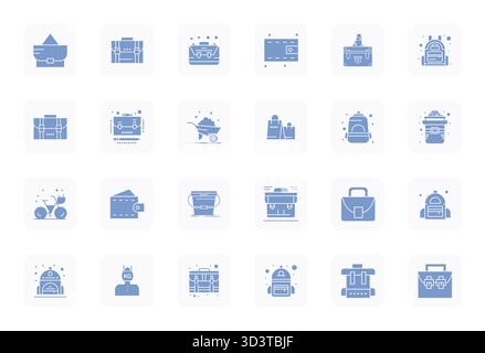 This set of 24 Filled vector icons captures Carrying themes in 256x256 Pixel Aligned quality, perfect for tech and business applications. Stock Vector