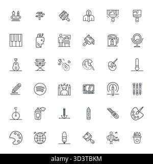 Essential pack of 36 PIXEL Perfect vector icons for Artist in Bold Line format, sized at 256x256 for optimal performance and scalability. Stock Vector