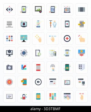 This collection features 42 Flat Grid Fitted vector icons tailored to the Ui theme, optimized in 128x128 format for digital design. Stock Vector