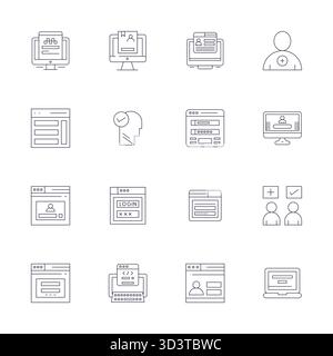 Sophisticated bundle of 16 Thin Line vector icons for Account Creation, engineered with Retina Ready Detail Enhanced clarity for professional applicat Stock Vector
