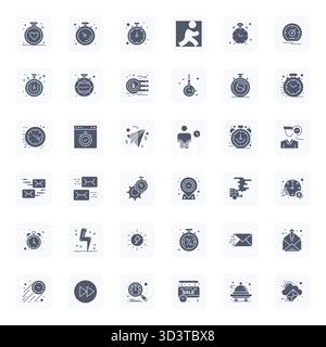 Distinctive pack of 36 PIXEL Perfect vector icons inspired by Quick, crafted in Filled format at 256x256 for memorable brand experiences. Stock Vector