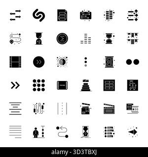 Distinctive pack of 36 Detail Enhanced vector icons inspired by Sequence, crafted in Filled format at 128x128 for memorable brand experiences. Stock Vector