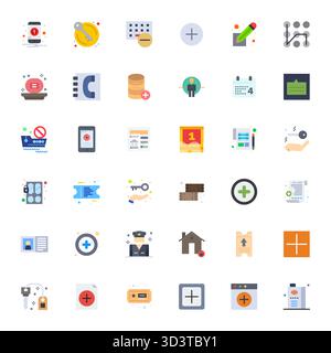 Download 36 scalable Flat vector icons designed for Entry, featuring Editable High Resolution resolution suitable for professional and creative projec Stock Vector