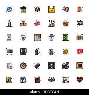 Masterfully created 36 vector icons representing Product in LineFilled design, featuring Retina Ready Display Perfect resolution for exceptional visua Stock Vector