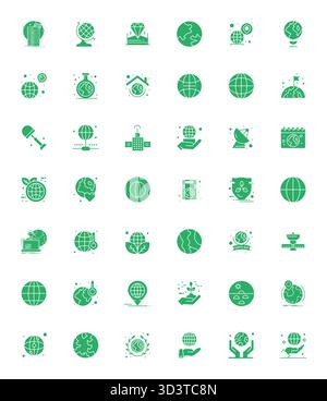 Curated pack of 42 Retina Ready vector icons in Filled design, centered around Earth concepts with Pixel Aligned clarity. Stock Vector