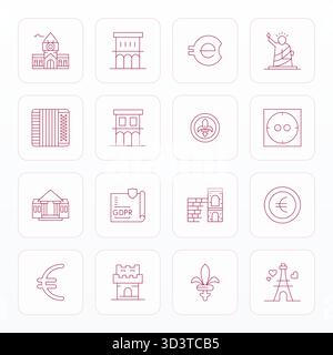 State-of-the-art bundle featuring 16 Pixel Aligned vector icons inspired by European, created in Thin Line format at High Resolution for next-generati Stock Vector