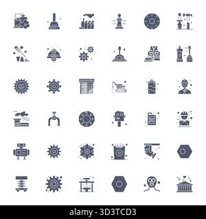 Explore 36 Filled PIXEL Perfect vector icons in 128x128 resolution inspired by Industrial. Perfect for web and app interfaces. Stock Vector