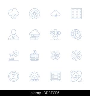 Industry-leading pack of 16 Thin Line Editable vector icons for System, sized at Retina Ready for optimal rendering and user interface excellence. Stock Vector