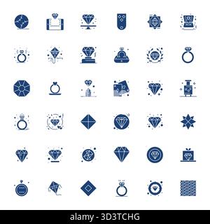 Curated pack of 36 64x64 vector icons in Filled design, centered around Diamond concepts with Display Perfect clarity. Stock Vector