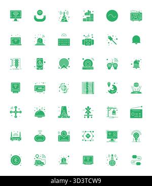 Comprehensive toolkit of 42 vector icons themed around Signal, developed in Filled with 128x128 Display Perfect precision for versatile design applica Stock Vector