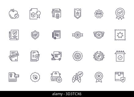 Explore 24 Bold Line Pixel Optimized vector icons in High Resolution resolution inspired by Certified. Perfect for web and app interfaces. Stock Vector
