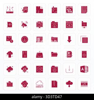 Collection of 36 Glyph Editable vector icons for Digital File, designed in 256x256 format for clarity and versatility. Stock Vector