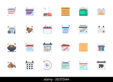 Explore 24 Flat Editable vector icons in Retina Ready resolution inspired by Dates. Perfect for web and app interfaces. Stock Vector