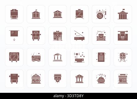 Essential pack of 24 Detail Enhanced vector icons for Local in Glyph format, sized at High Resolution for optimal performance and scalability. Stock Vector
