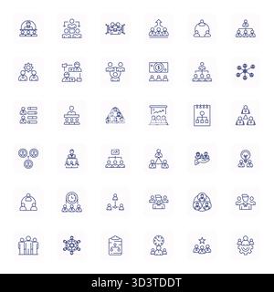 Refined bundle featuring 36 Regular Bold Outline vector icons for Employees, optimized with Retina Ready Pixel Optimized quality for elegant and funct Stock Vector