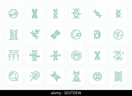 Vector pack with 24 Bold Line Display Perfect icons inspired by Genetics, delivered in 64x64 resolution ideal for scalable and creative design work. Stock Vector