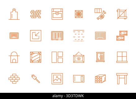 Innovative pack of 24 vector icons themed around Rectangular, showcasing Bold Line design in 128x128 Detail Enhanced format for modern digital solutio Stock Vector