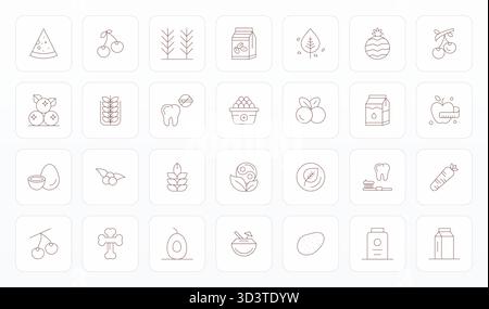 Unlock 28 Thin Line Pixel Aligned vector icons inspired by Healthy, optimized in 64x64 format for flawless display across all devices. Stock Vector