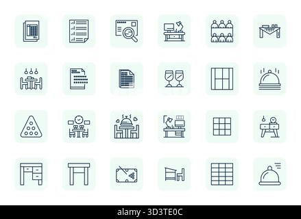 Strategic bundle featuring 24 vector icons representing Table in Regular Bold Outline format, optimized with Retina Ready Pixel Aligned quality for pr Stock Vector