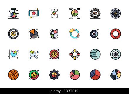Refined bundle featuring 24 Flat Line Filled vector icons for Sectors, optimized with Retina Ready Display Perfect quality for elegant and functional Stock Vector