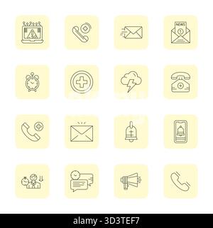 State-of-the-art bundle featuring 16 Pixel Aligned vector icons inspired by Urgent, created in Thin Outline format at 128x128 for next-generation inte Stock Vector