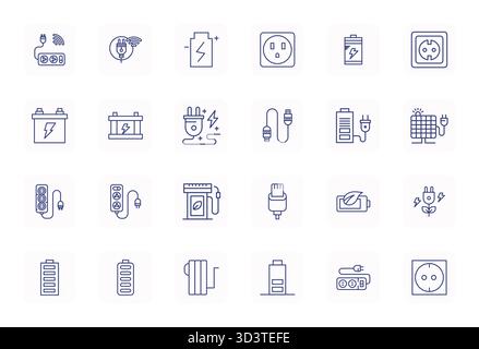 Explore 24 Regular Bold Outline Detail Enhanced vector icons in High Resolution resolution inspired by Charging. Perfect for web and app interfaces. Stock Vector