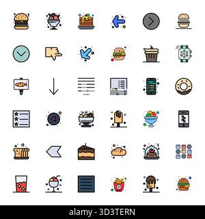 Vector pack with 36 Line Filled Editable icons inspired by Menu, delivered in High Resolution resolution ideal for scalable and creative design work. Stock Vector