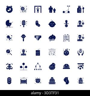 Vector pack with 36 Filled Detail Enhanced icons inspired by Child, delivered in 128x128 resolution ideal for scalable and creative design work. Stock Vector