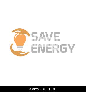 Hands saving energy light bulb logo vector illustration conservation. Stock Vector