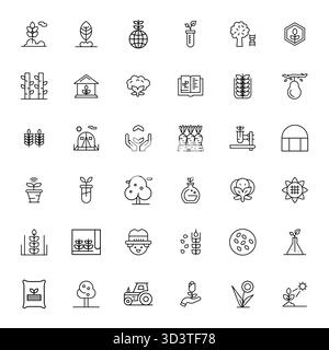 Precision-engineered 36 Bold Line vector icons for Cultivation, designed at Retina Ready Editable resolution for exceptional clarity and scalability. Stock Vector