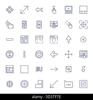 Curated pack of 36 64x64 vector icons in Bold Line design, centered around Ui Element concepts with Display Perfect clarity. Stock Vector