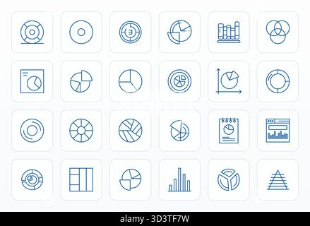 Distinctive pack of 24 Detail Enhanced vector icons inspired by Data Representation, crafted in Bold Line format at Retina Ready for memorable brand e Stock Vector