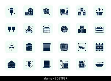 Intelligently designed 24 Pixel Aligned vector icons inspired by Logistic, created in Filled format at 128x128 for smart and efficient design workflow Stock Vector