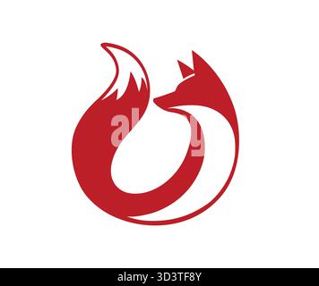 Abstract fox animal circular logo vector illustration red design. Stock Vector