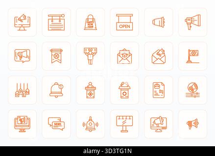 Distinctive pack of 24 Pixel Optimized vector icons inspired by Announcement, crafted in Bold Line format at Retina Ready for memorable brand experien Stock Vector
