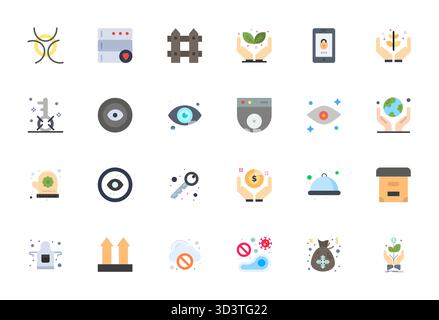 Handcrafted collection featuring 24 Flat vector icons for Protect, optimized in High Resolution Display Perfect resolution for premium digital experie Stock Vector