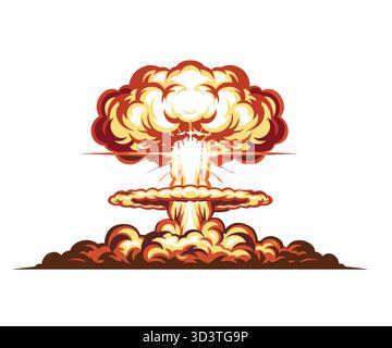 Atomic bomb explosion mushroom cloud logo vector illustration. Stock Vector