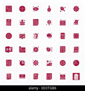 Intelligently designed 36 Pixel Optimized vector icons inspired by Pie Chart, created in Glyph format at 64x64 for smart and efficient design workflow Stock Vector