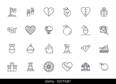 This Conflict vector icon pack includes 24 Bold Line designs in 256x256 Editable format, perfect for enhancing digital interfaces. Stock Vector