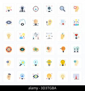 Revolutionary set of 36 PIXEL Perfect vector icons inspired by Insight, created in Flat format at High Resolution resolution for cutting-edge design. Stock Vector