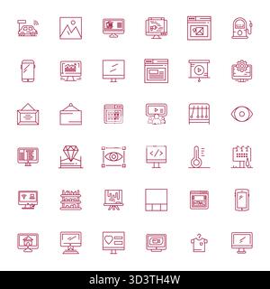 Explore 36 Bold Line Detail Enhanced vector icons in Retina Ready resolution inspired by Display. Perfect for web and app interfaces. Stock Vector